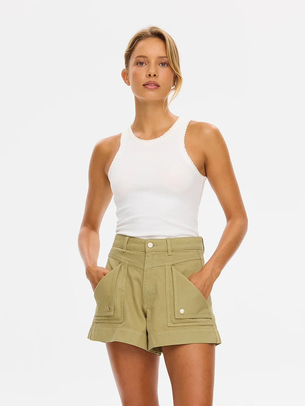 Kivari Celene Denim Short - Olive