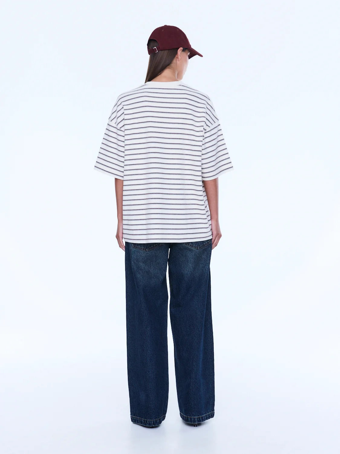 Ena Pelly Maeve Relaxed Tee - Burgundy Stripe
