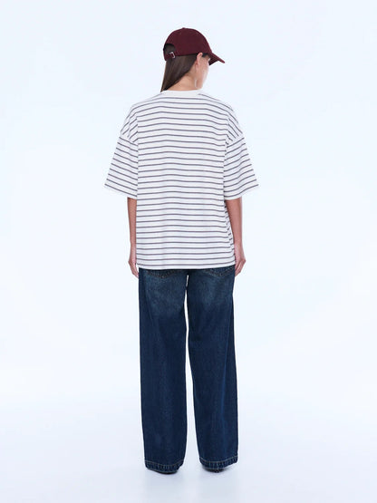 Ena Pelly Maeve Relaxed Tee - Burgundy Stripe