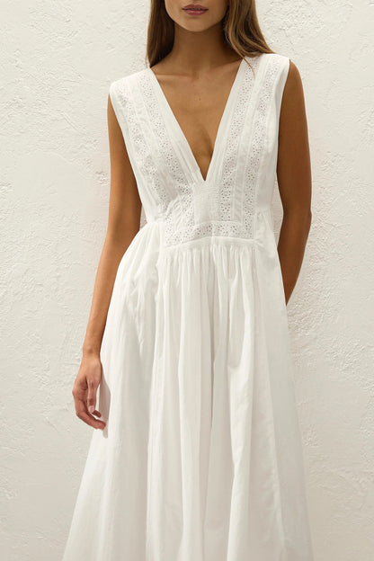Faithfull The Brand Dalila Midi Dress - Antique White