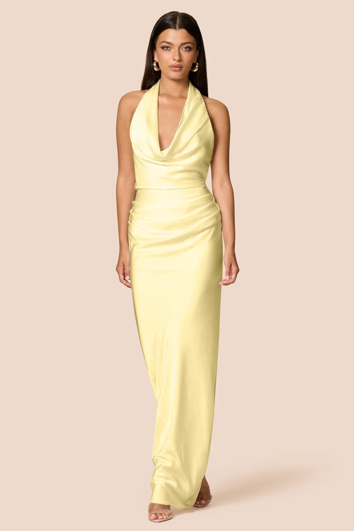 Nookie Penelope Drape Gown -Lemon