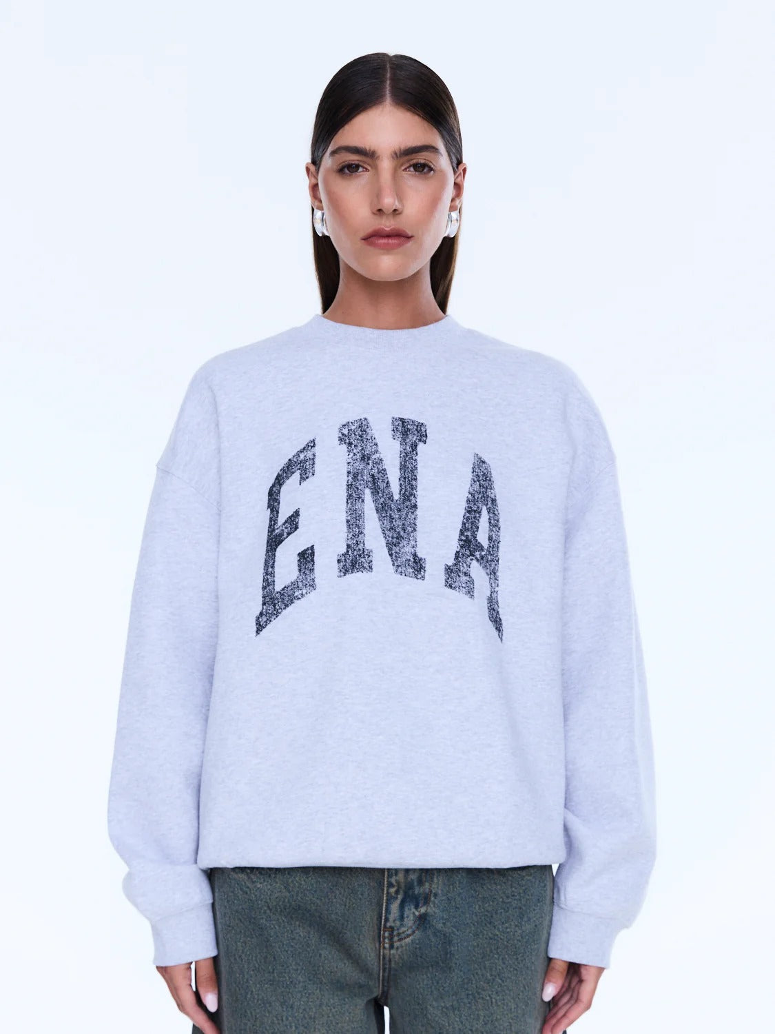 Ena Pelly Mila Oversized Sweater - Mid Grey Marble