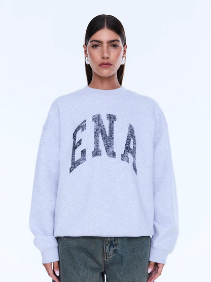 Ena Pelly Mila Oversized Sweater - Mid Grey Marble