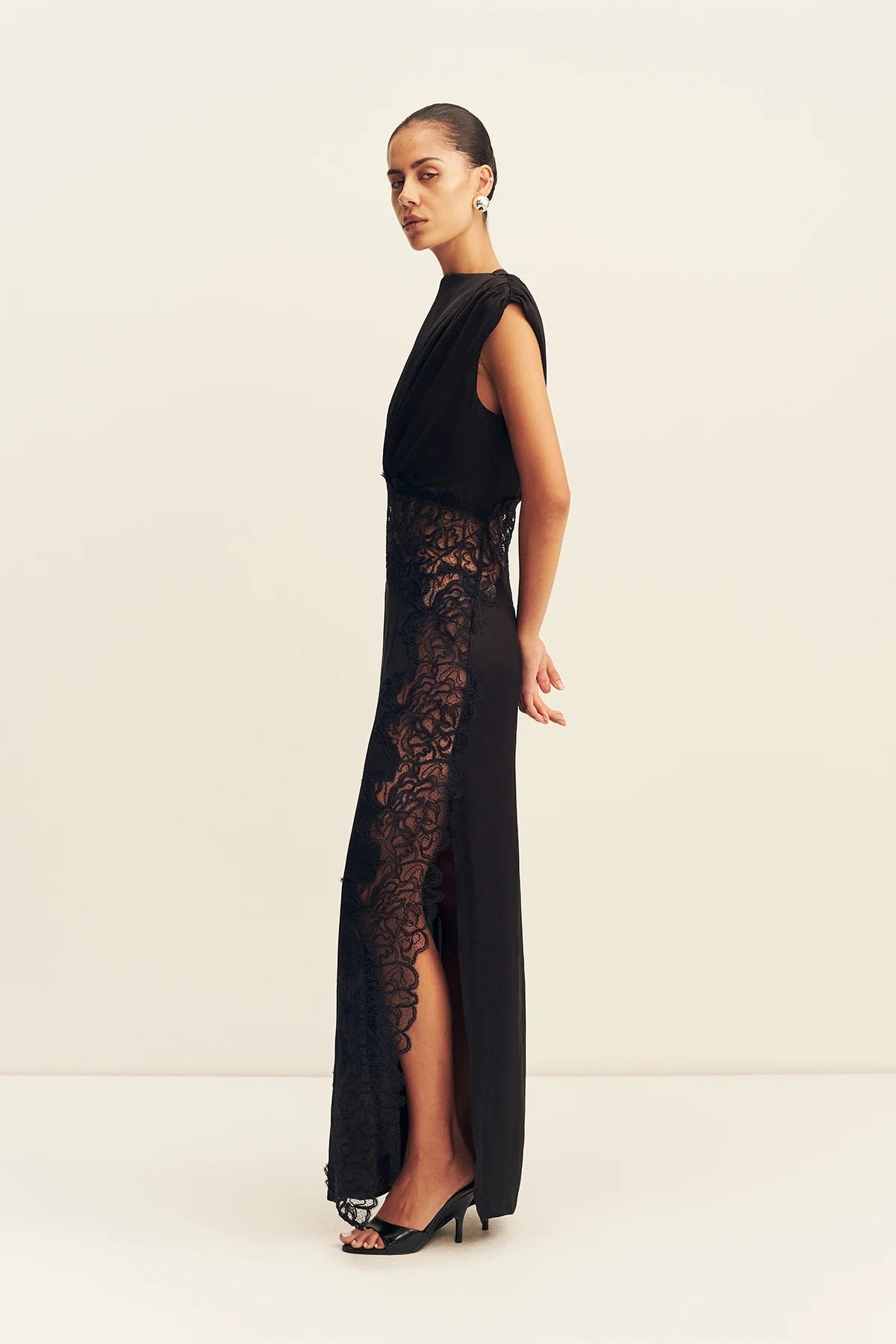 Eniko Lace Gathered Maxi Dress