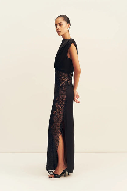 Eniko Lace Gathered Maxi Dress