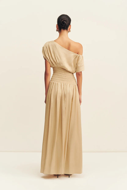 Shona Joy Agnes Shirred Blouson Maxi Dress Oat