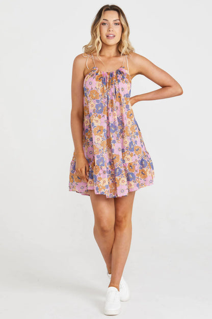 Isla Mini Dress - Retro Floral - Lulu & Daw - SASS - cotton, dress, sass - Lulu & Daw - Australian Fashion Boutique