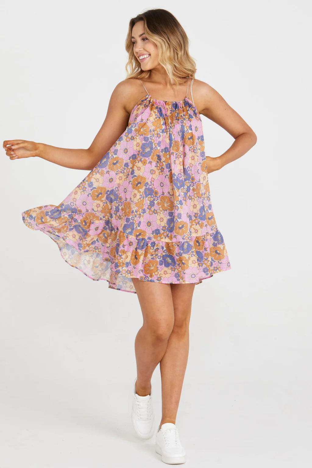 Isla Mini Dress - Retro Floral - Lulu & Daw - SASS - cotton, dress, sass - Lulu & Daw - Australian Fashion Boutique