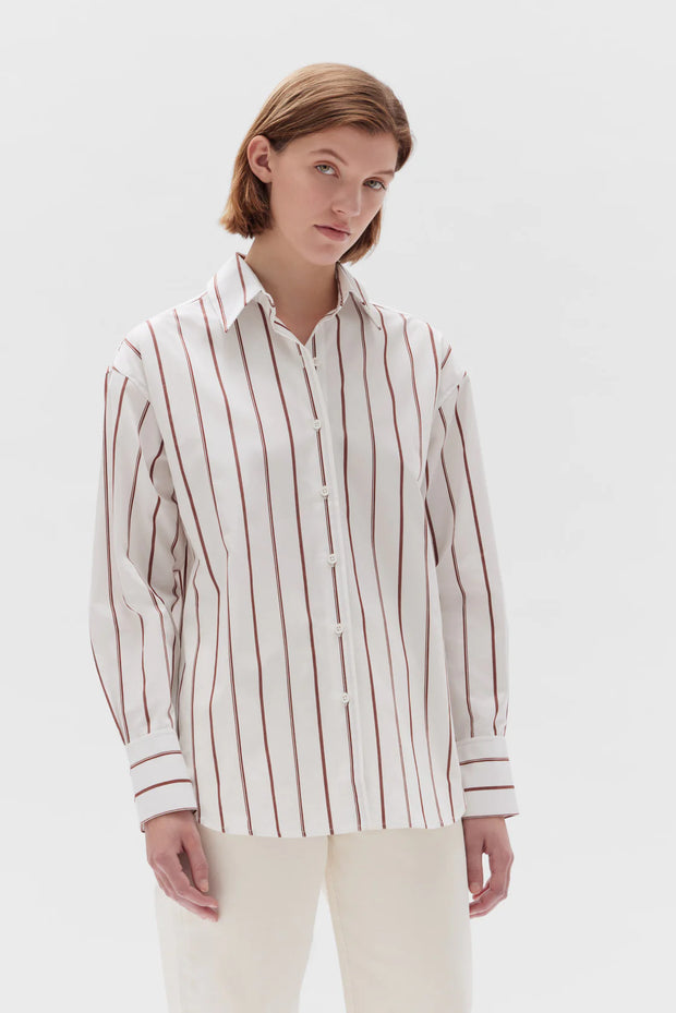 Everyday Poplin Shirt - Sumac Stripe - Lulu & Daw - Assembly Label - assembly label, new arrivals, shirts - Lulu & Daw - Australian Fashion Boutique