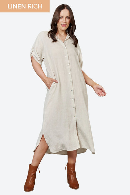 Studio Shirt Dress - Lulu & Daw - Eb & Ive - dress, linen - Lulu & Daw - Australian Fashion Boutique