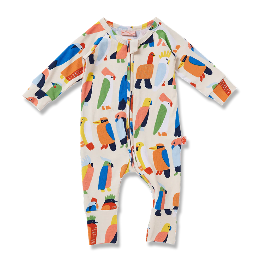 Flamin' Galahs Long Sleeve Romper - Lulu & Daw - Halcyon Nights - childrenswear, halcyon nights, new arrvials - Lulu & Daw - Australian Fashion Boutique