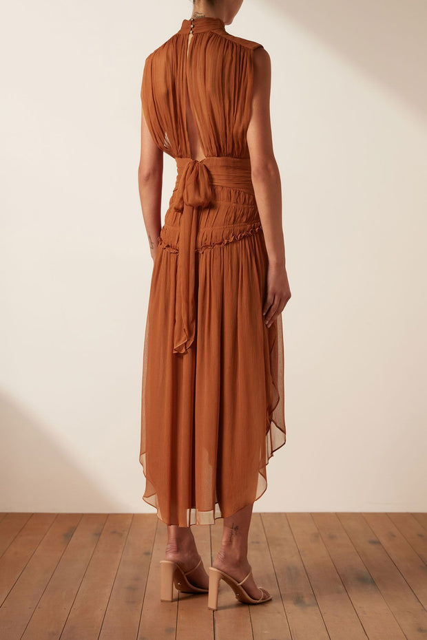Noemi Short Sleeve Ruched Midi Dress - Siena - Lulu & Daw - Shona Joy - dress, dresses - Lulu & Daw - Australian Fashion Boutique