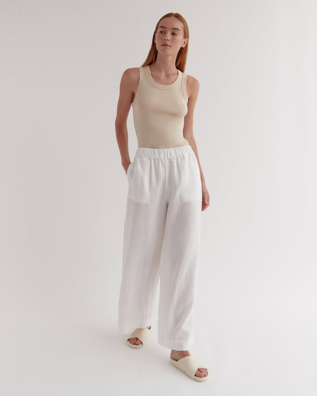 Lyla Linen Pant - Antique White - Lulu & Daw - Assembly Label - linen, pants - Lulu & Daw - Australian Fashion Boutique