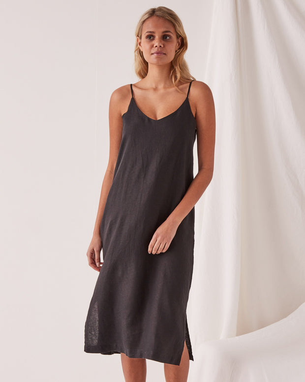 Linen Slip Dress Black - Lulu & Daw -  - assembly label, dress - Lulu & Daw - Australian Fashion Boutique