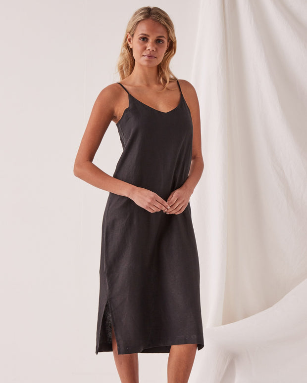Linen Slip Dress Black - Lulu & Daw -  - assembly label, dress - Lulu & Daw - Australian Fashion Boutique