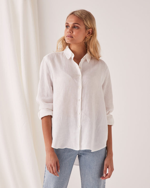 Xander Long Sleeve  Shirt White - Lulu & Daw - Assembly Label - 100% Linen, assembly label, basic, new arrvials, top, tops - Lulu & Daw - Australian Fashion Boutique