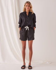 Ease Linen Short Black - Lulu & Daw -  - assembly label, shorts - Lulu & Daw - Australian Fashion Boutique