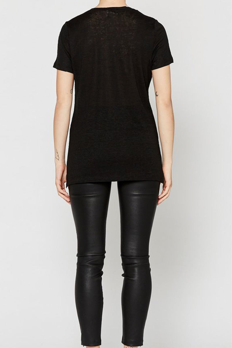 EC Linen Crew Neck Tee Black 2.0 - Lulu & Daw - Elka Collective - basics, linen, top, tops - Lulu & Daw - Australian Fashion Boutique