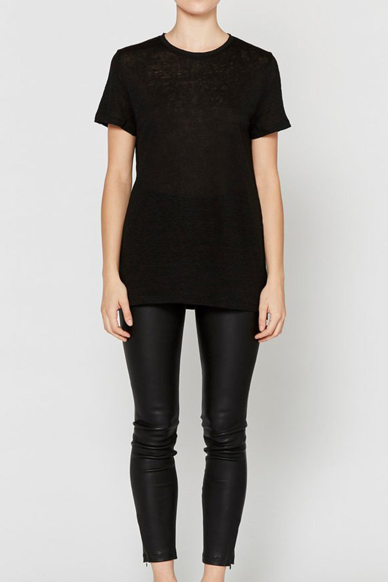 EC Linen Crew Neck Tee Black 2.0 - Lulu & Daw - Elka Collective - basics, linen, top, tops - Lulu & Daw - Australian Fashion Boutique