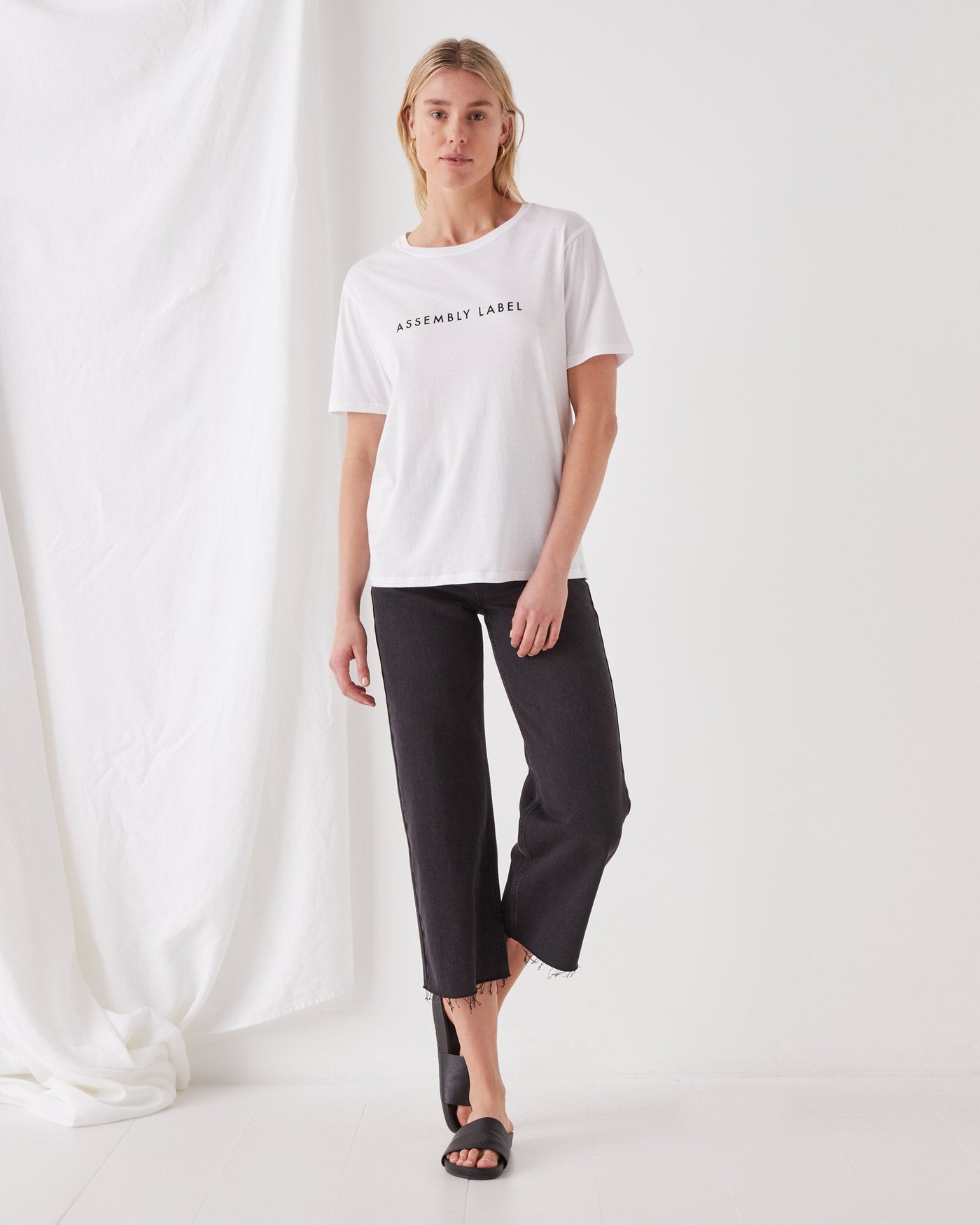 Everyday Organic Logo Tee - White/Black - Lulu & Daw - Assembly Label - assembly label, basics, top, tops, under100 - Lulu & Daw - Australian Fashion Boutique