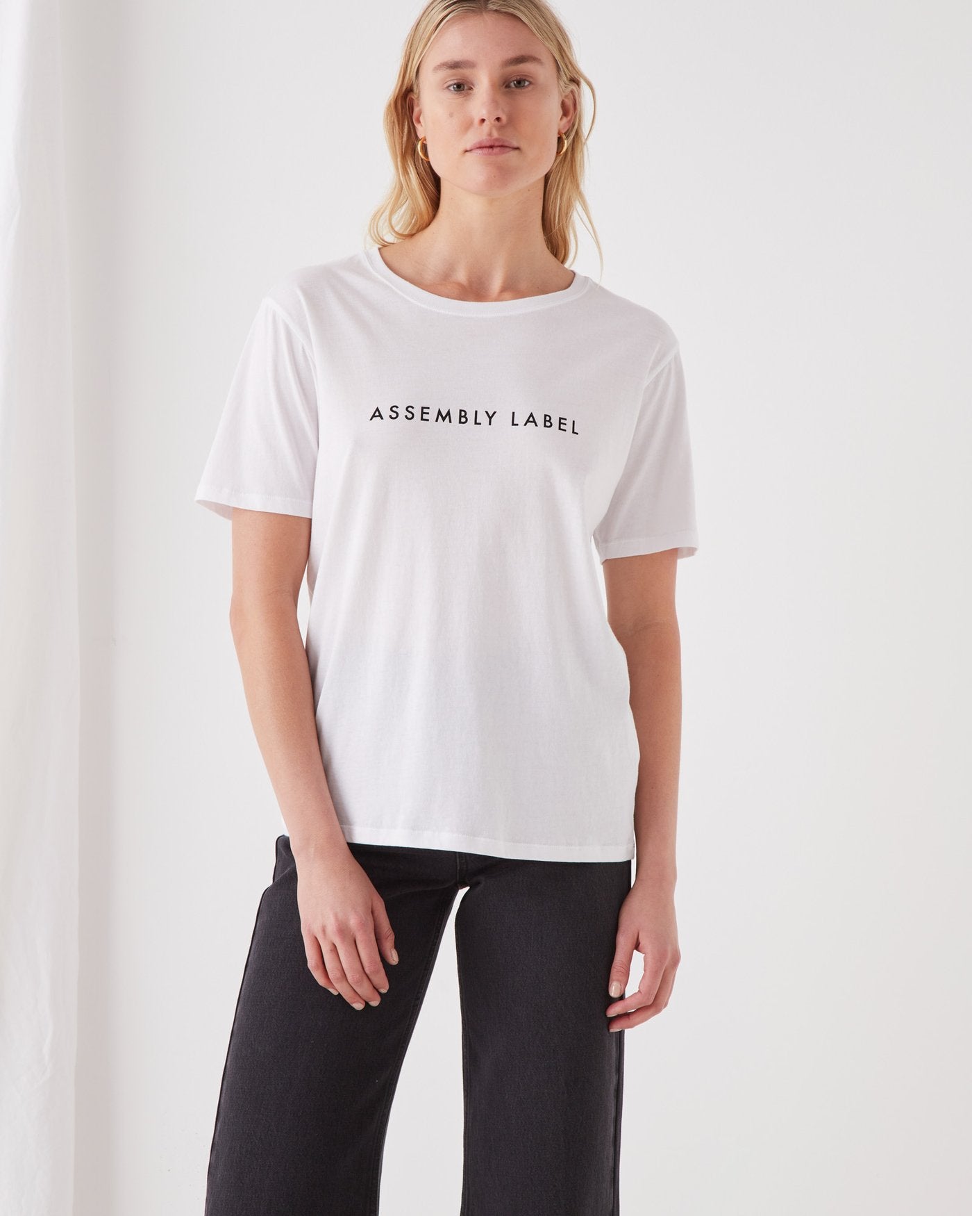 Everyday Organic Logo Tee - White/Black - Lulu & Daw - Assembly Label - assembly label, basics, top, tops, under100 - Lulu & Daw - Australian Fashion Boutique