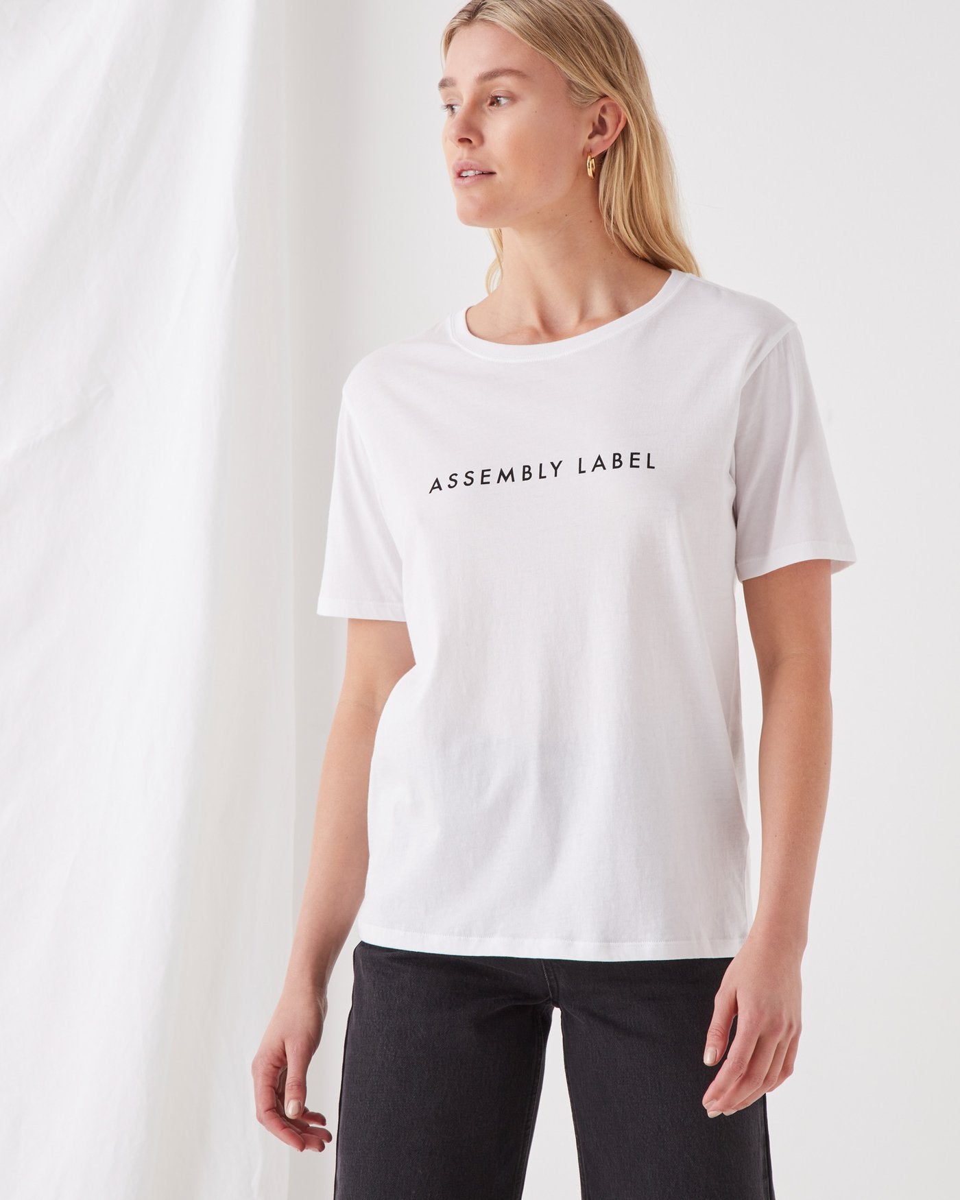 Everyday Organic Logo Tee - White/Black - Lulu & Daw - Assembly Label - assembly label, basics, top, tops, under100 - Lulu & Daw - Australian Fashion Boutique