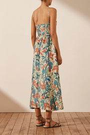 Mahalo Linen Ruched Panel Midi Dress - Lulu & Daw - Shona Joy - shona joy - Lulu & Daw - Australian Fashion Boutique