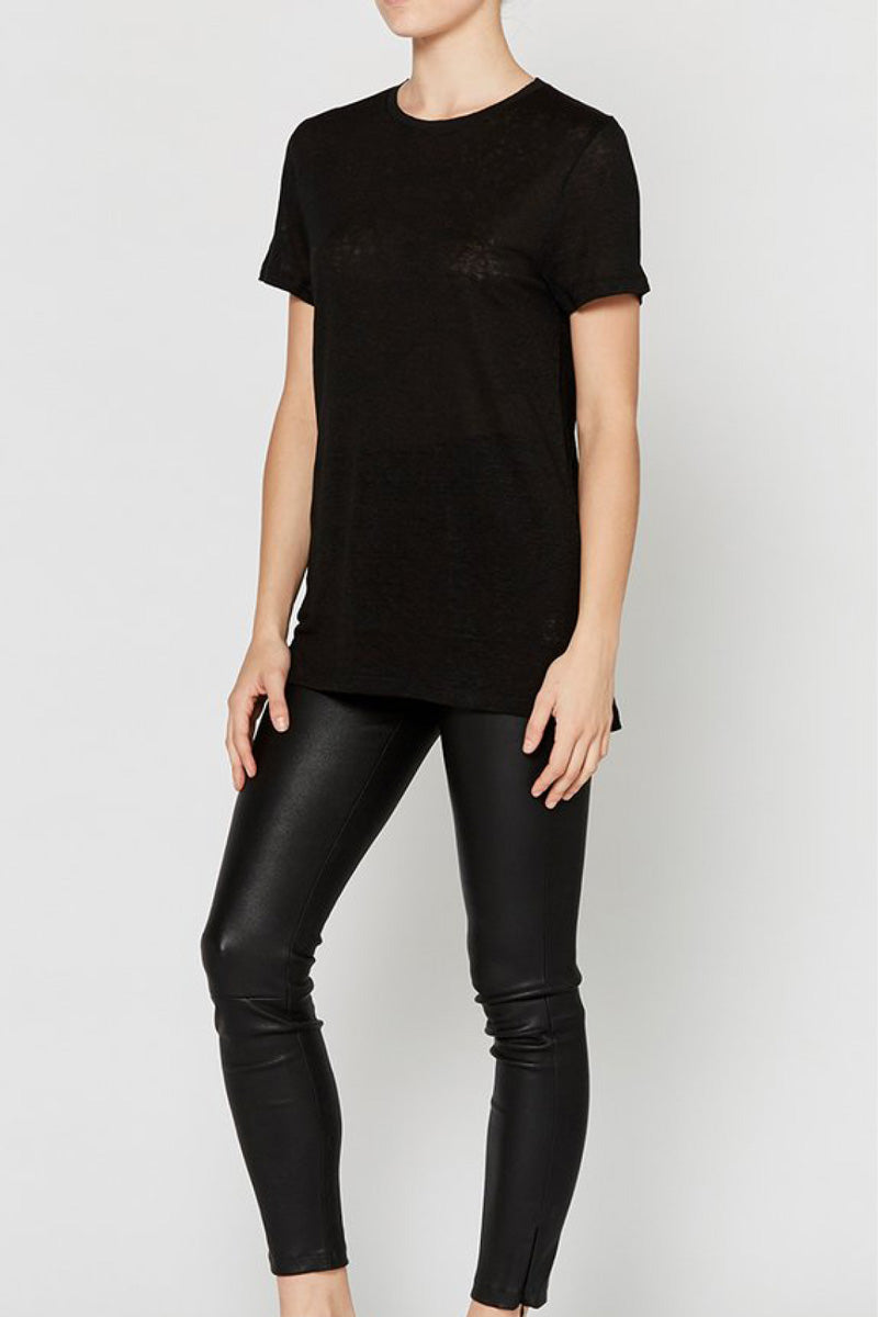 EC Linen Crew Neck Tee Black 2.0 - Lulu & Daw - Elka Collective - basics, linen, top, tops - Lulu & Daw - Australian Fashion Boutique