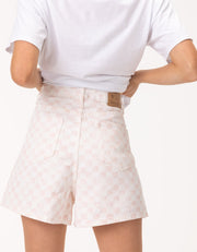 Jean Short Pink Checker - Lulu & Daw -  - denim, shorts - Lulu & Daw - Australian Fashion Boutique