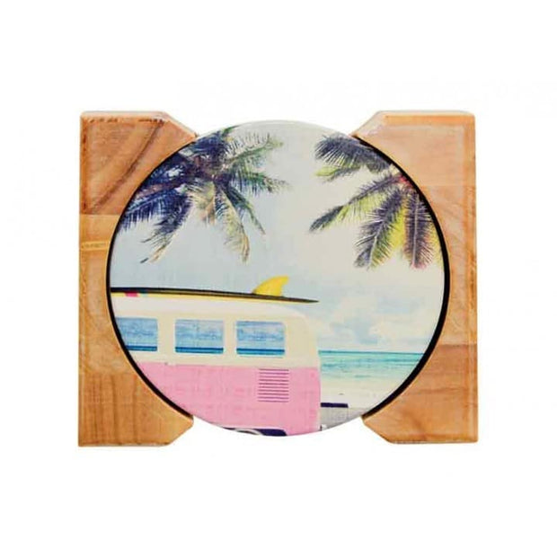 Coaster Set – Ceramic – Vintage Beach - Lulu & Daw -  - under100" - Lulu & Daw - Australian Fashion Boutique
