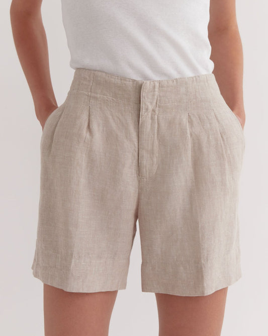 Ari Tailored Linen Short Oat - Lulu & Daw - Assembly Label -  - Lulu & Daw - Australian Fashion Boutique