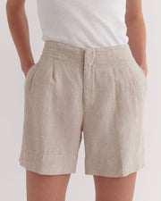 Ari Tailored Linen Short Oat - Lulu & Daw -  - shorts - Lulu & Daw - Australian Fashion Boutique