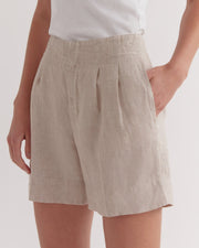 Ari Tailored Linen Short Oat - Lulu & Daw -  - shorts - Lulu & Daw - Australian Fashion Boutique
