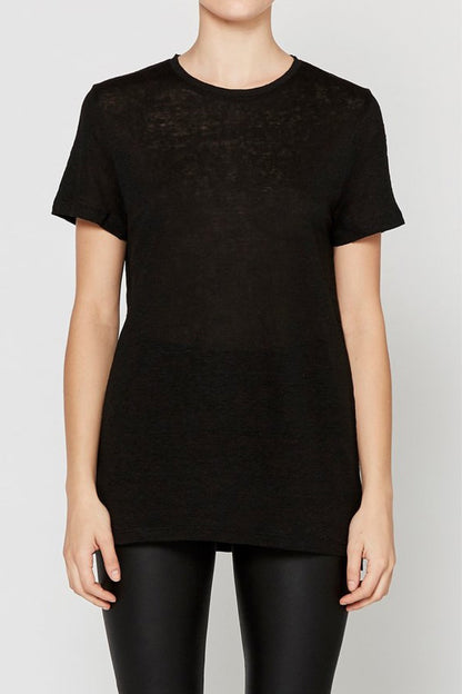 EC Linen Crew Neck Tee Black 2.0 - Lulu & Daw - Elka Collective - basics, linen, top, tops - Lulu & Daw - Australian Fashion Boutique