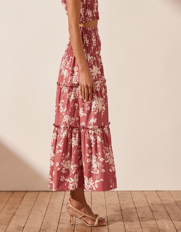 Cali Shirred Tiered Midi Skirt - Lulu & Daw -  -  - Lulu & Daw - Australian Fashion Boutique