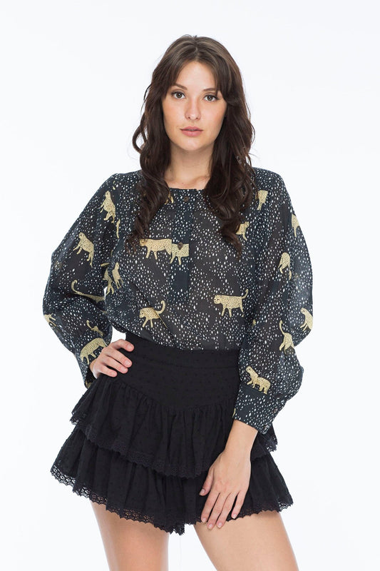 Camille Top Leopard Diamond Noir - Lulu & Daw - The Story Of - the story of, top, tops - Lulu & Daw - Australian Fashion Boutique