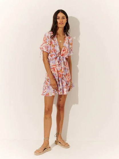 Daniella Tie Front Mini Dress - Lulu & Daw - Kivari -  - Lulu & Daw - Australian Fashion Boutique