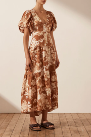 Plunged Short Sleeve Midi Dress - Lulu & Daw - Shona Joy - dress, Sale, shona joy - Lulu & Daw - Australian Fashion Boutique