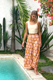 Joni Pants - Retro Blooms - Pink Mustard - Lulu & Daw -  - pants, renee loves frances - Lulu & Daw - Australian Fashion Boutique
