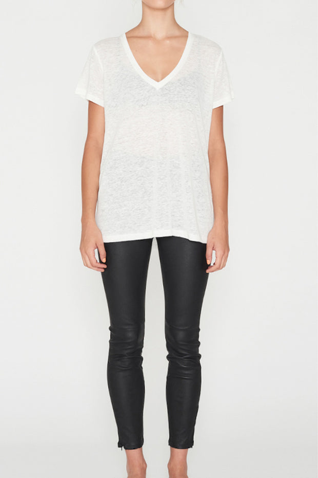 Linen V Neck Tee White - Lulu & Daw - Elka Collective - basics, Easter, linen, top, tops - Lulu & Daw - Australian Fashion Boutique