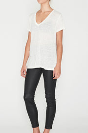 Linen V Neck Tee White - Lulu & Daw - Elka Collective - basics, Easter, linen, top, tops - Lulu & Daw - Australian Fashion Boutique