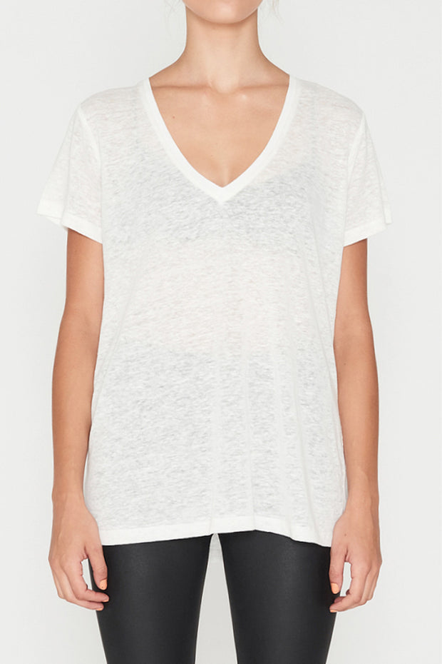 Linen V Neck Tee White - Lulu & Daw - Elka Collective - basics, Easter, linen, top, tops - Lulu & Daw - Australian Fashion Boutique