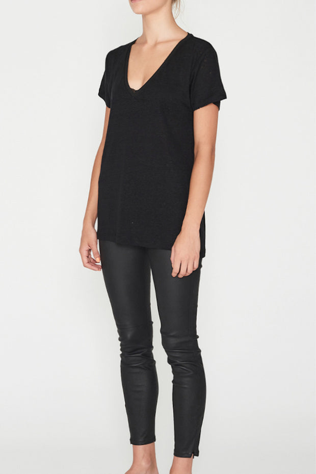 Linen V Neck Tee Black - Lulu & Daw - Elka Collective - basics, Easter, linen - Lulu & Daw - Australian Fashion Boutique