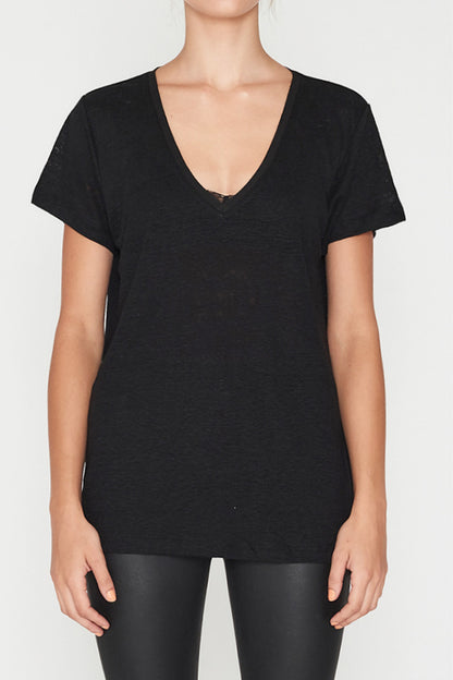 Linen V Neck Tee Black - Lulu & Daw - Elka Collective - basics, Easter, linen - Lulu & Daw - Australian Fashion Boutique