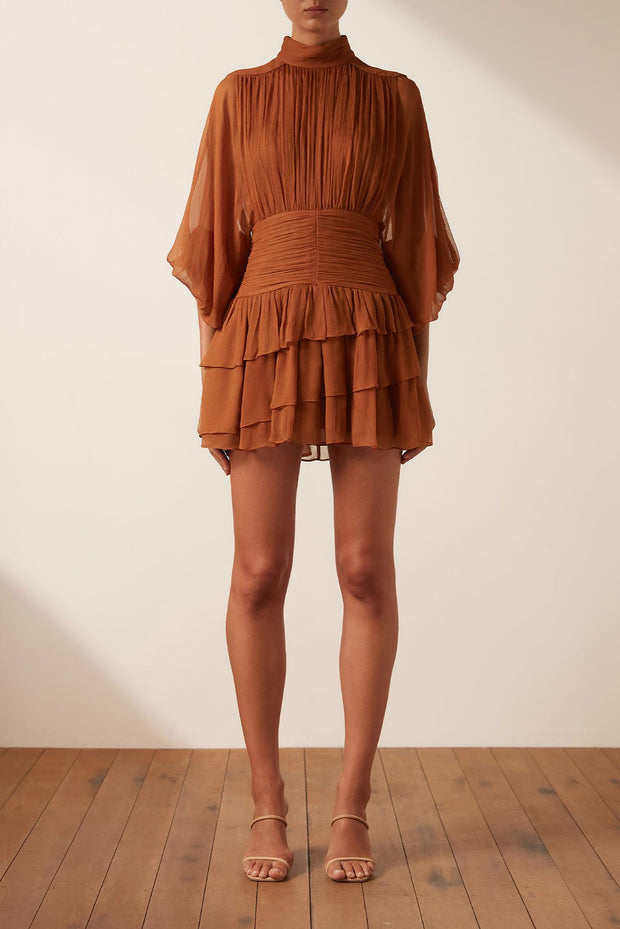 Noemi Long Sleeve Ruched Mini Dress - Siena - Lulu & Daw - Shona Joy - dresses - Lulu & Daw - Australian Fashion Boutique