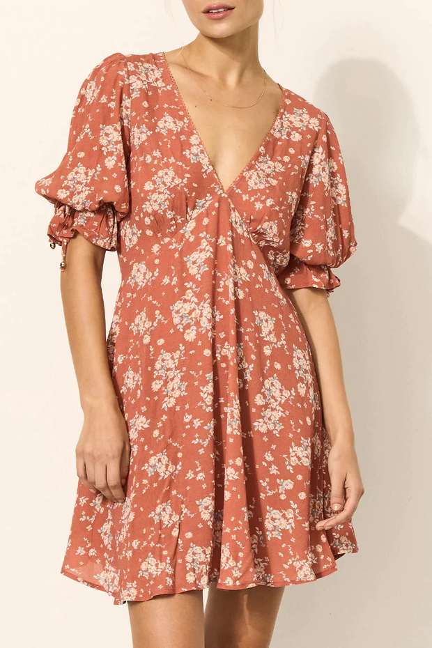 Maple Open Back Mini Dress - Rust Dusty - Lulu & Daw -  - dress, kivari - Lulu & Daw - Australian Fashion Boutique