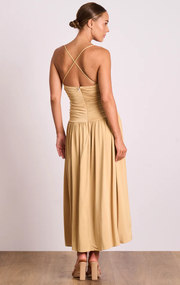 Adelyn Butter Rouche Strappy Midi Dress - Lulu & Daw - Pasduchas - dress - Lulu & Daw - Australian Fashion Boutique