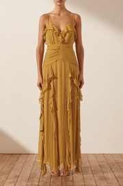 Leonie Double Strap Frill Maxi Dress - Mimosa - Lulu & Daw - Shona Joy - dress, dresses, shona joy - Lulu & Daw - Australian Fashion Boutique