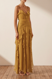 Leonie Double Strap Frill Maxi Dress - Mimosa - Lulu & Daw -  - dresses, shona joy - Lulu & Daw - Australian Fashion Boutique