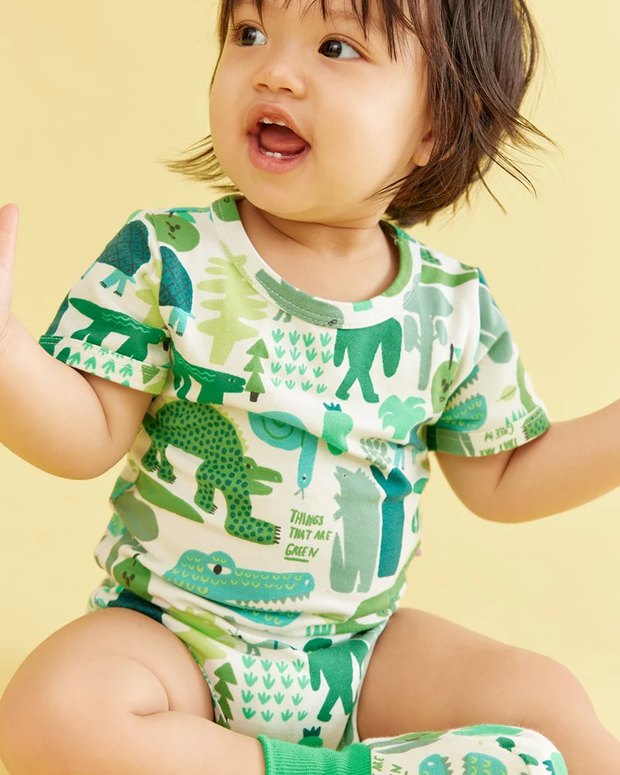 Things That Are Green Short Sleeve Bodysuit - Lulu & Daw - Halcyon Nights - halcyon nights - Lulu & Daw - Australian Fashion Boutique